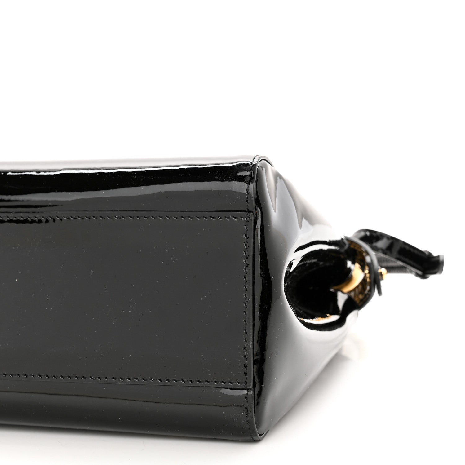 Fendi Vitello Vernice Mou Mini Peekaboo Iconic Satchel Black 9 of 10