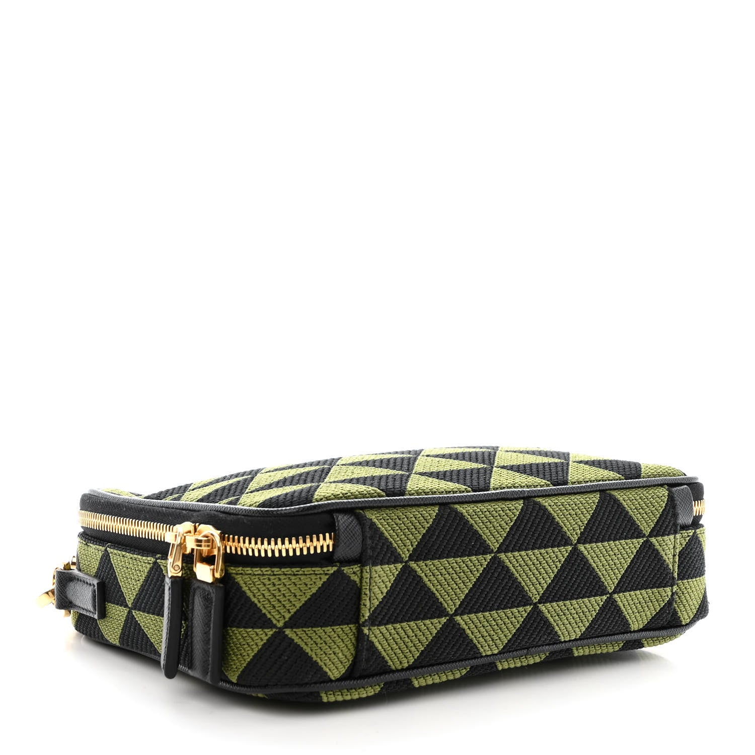 Prada Jacquard Saffiano Triangolo Symbole Embroidered Medium Shoulder Bag Black Edera 4 of 12