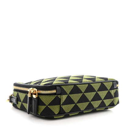 Prada Jacquard Saffiano Triangolo Symbole Embroidered Medium Shoulder Bag Black Edera 4 of 12