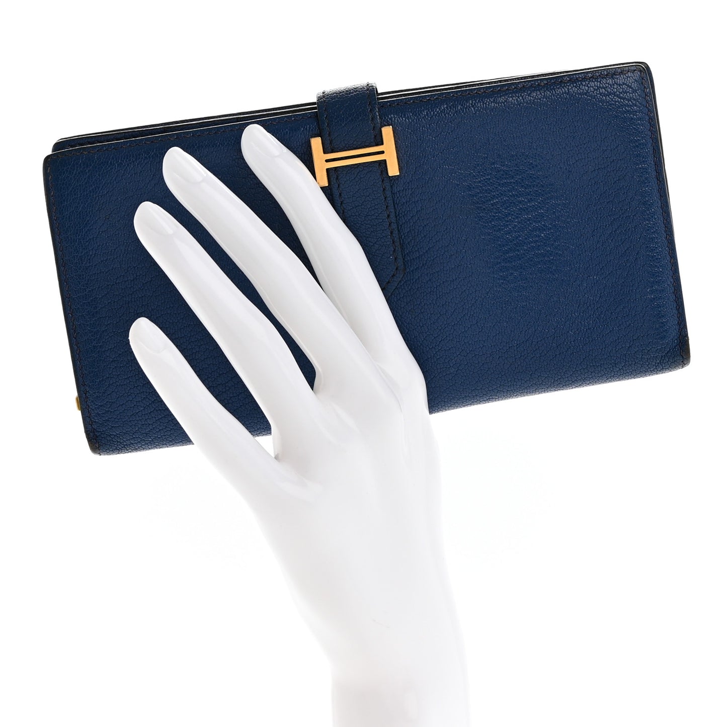 Chevre Mysore Bearn Gusset Wallet Bleu Agate