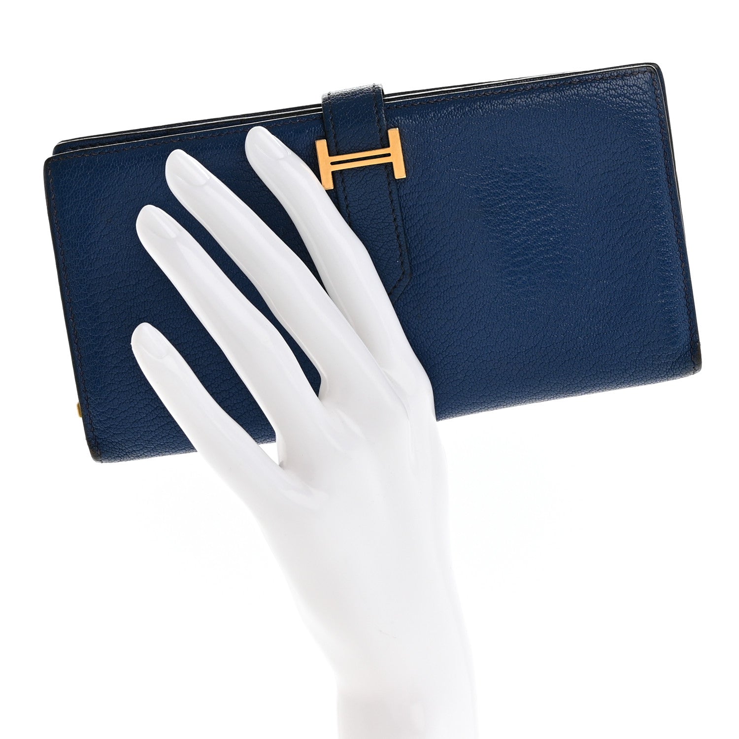 Hermes Chevre Mysore Bearn Gusset Wallet Bleu Agate 2 of 10