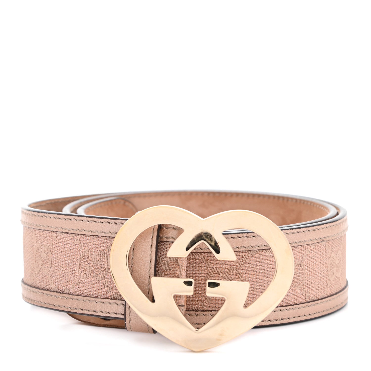 Gucci Calfskin Monogram Lovely Heart GG Belt 85 34 Beige 1 of 6