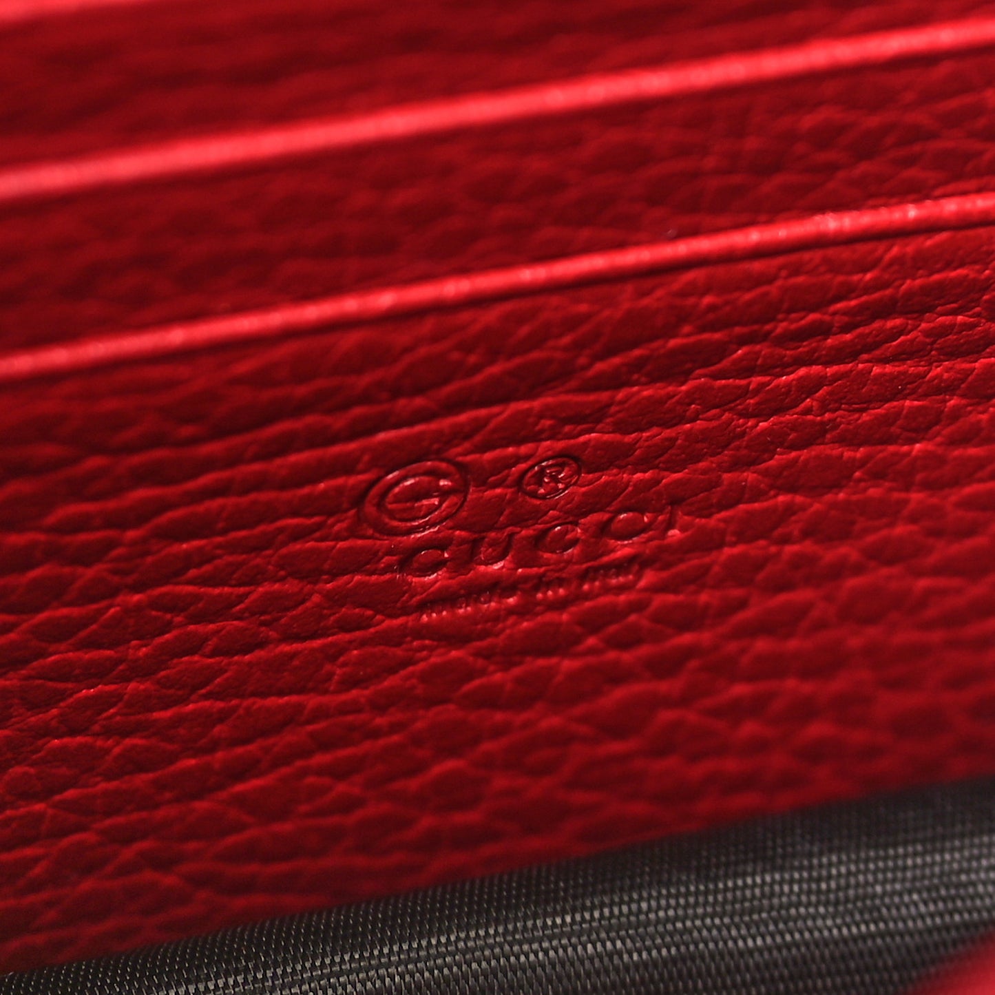 Dollar Calfskin Interlocking G Chain Wallet Red