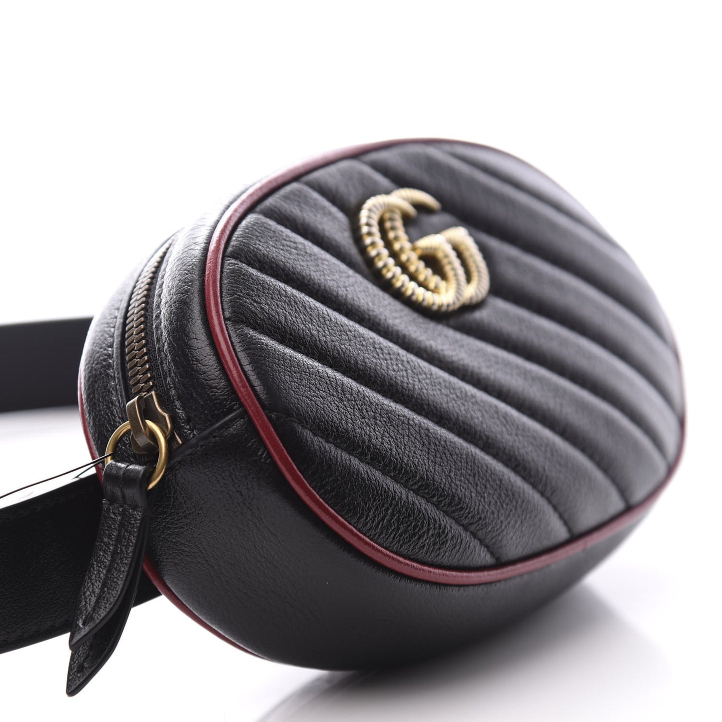 Azalea Calfskin Matelasse Diagonal Torchon GG Marmont Belt Bag 75 30 Black Romantic Cerise