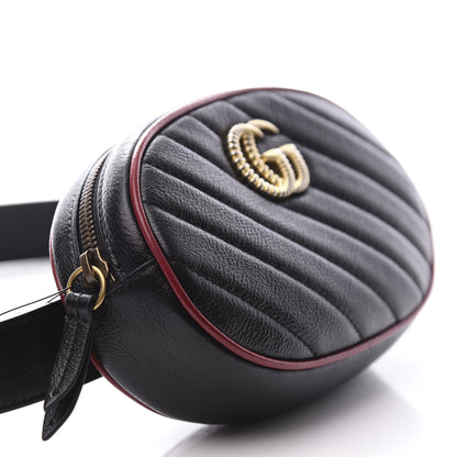 Gucci Azalea Calfskin Matelasse Diagonal Torchon GG Marmont Belt Bag 75 30 Black Romantic Cerise 8 of 11