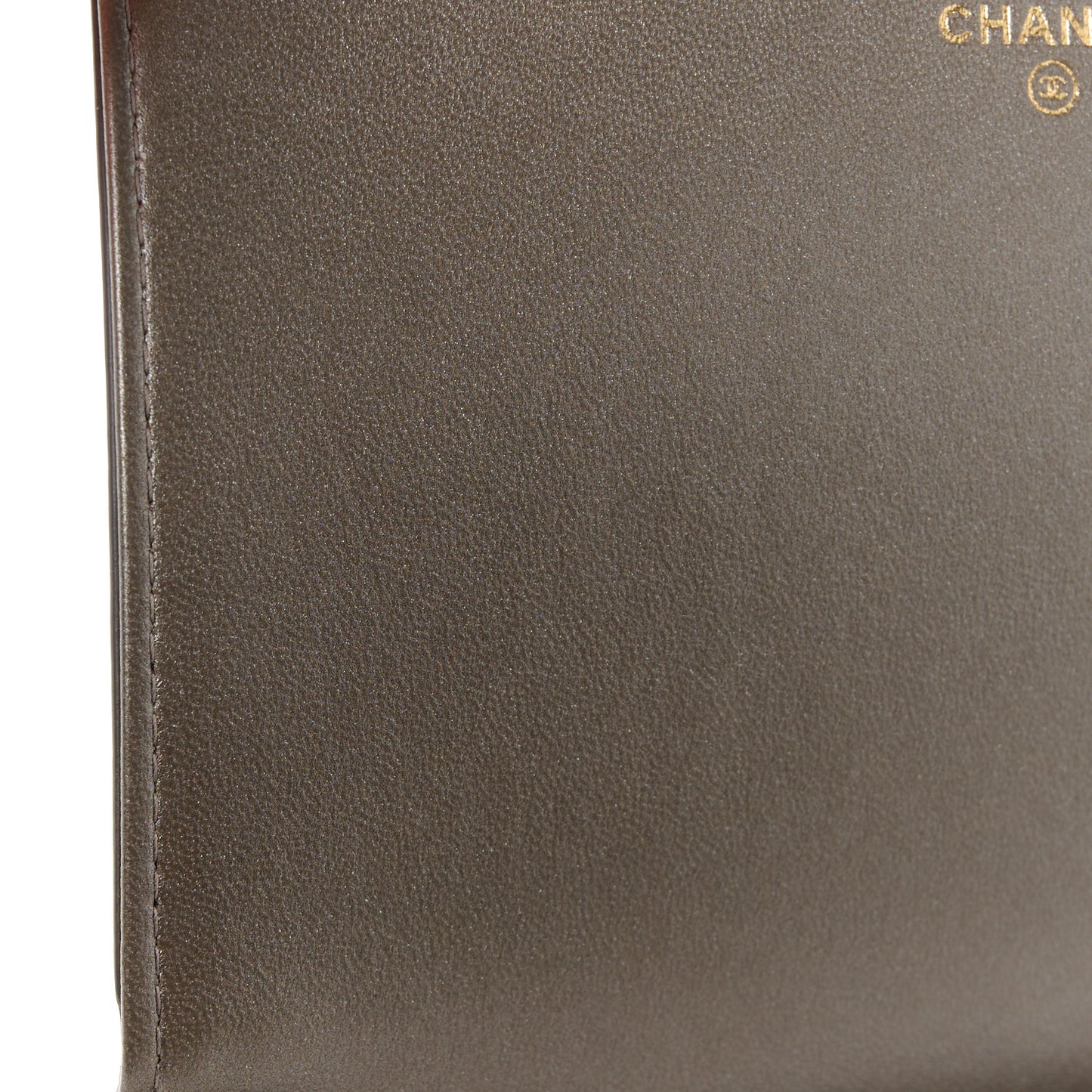 Metallic Lizard Lambskin Boy Square Wallet On Chain WOC Dark Khaki
