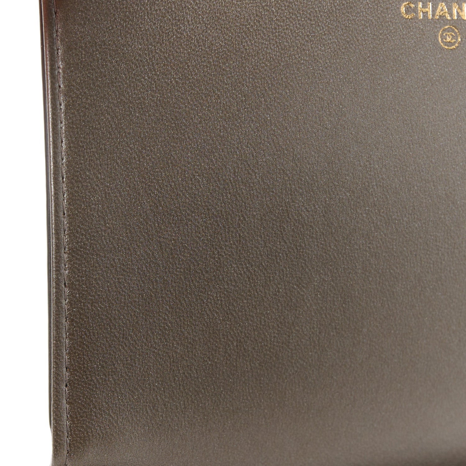 Chanel Metallic Lizard Lambskin Boy Square Wallet On Chain WOC Dark Khaki 13 of 14