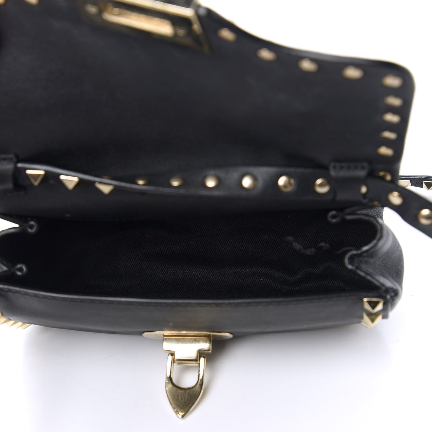 Vitello Mini Rockstud Flap Saddle Crossbody Bag Black