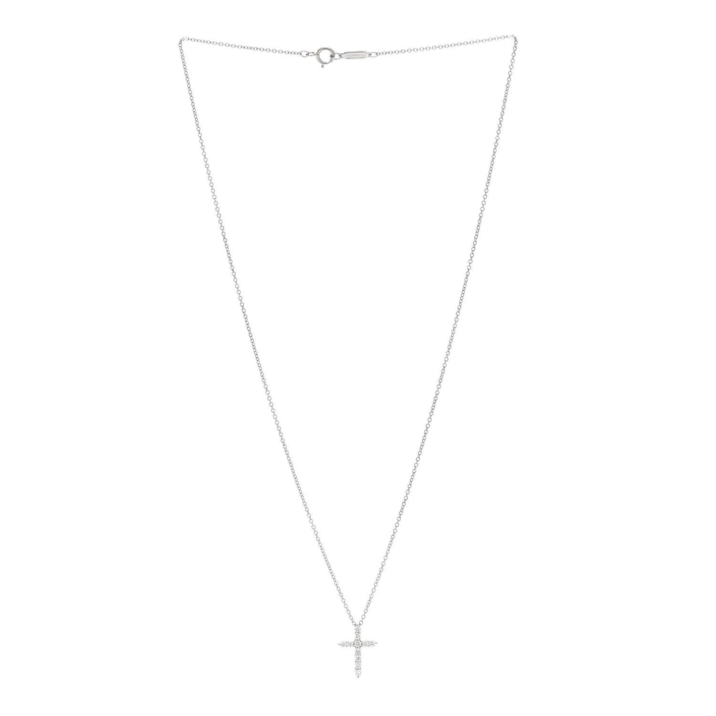 Platinum Diamond Mini Cross Pendant Necklace