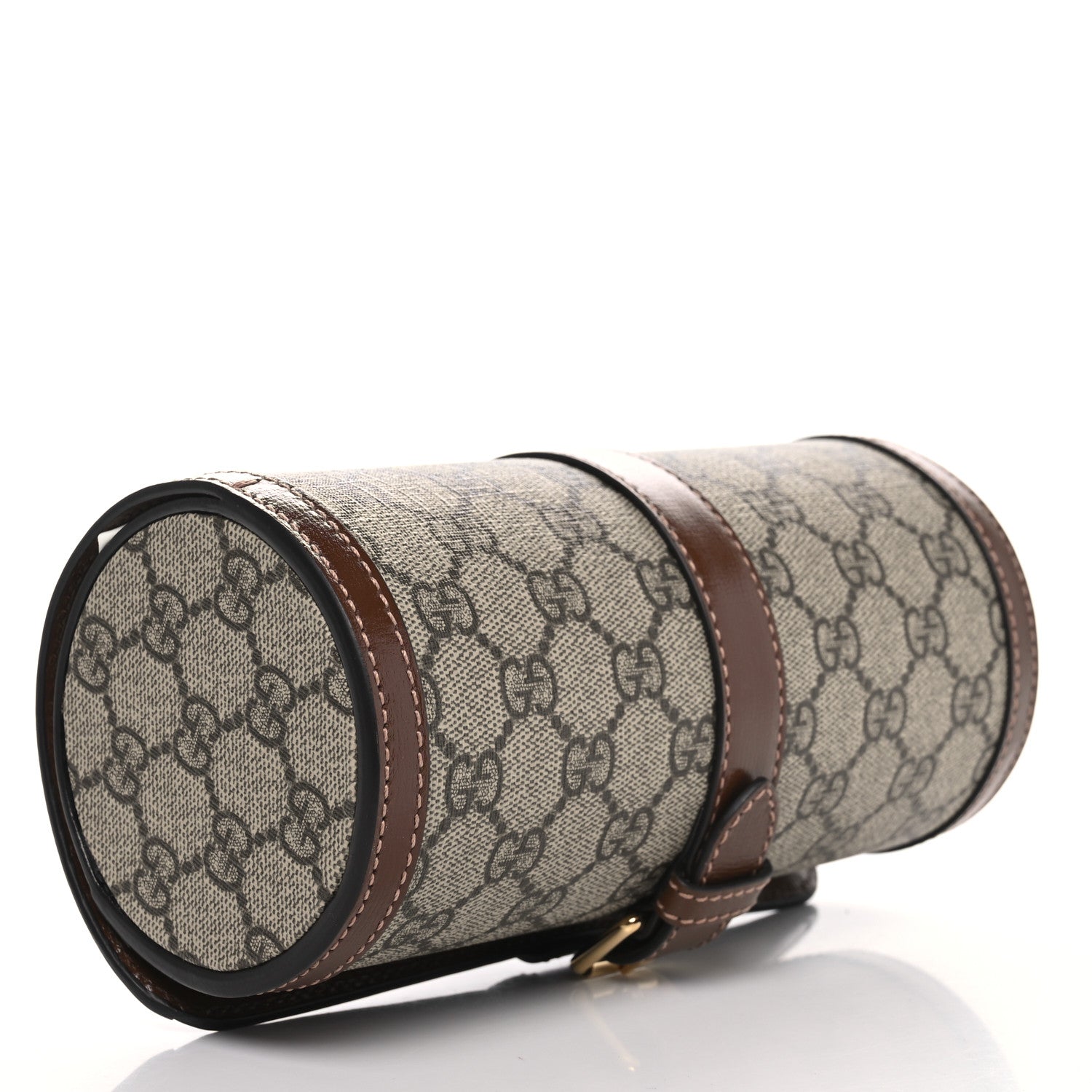 Gucci GG Supreme Monogram Calfskin Watch Travel Case Beige Ebony Brown Sugar 3 of 10