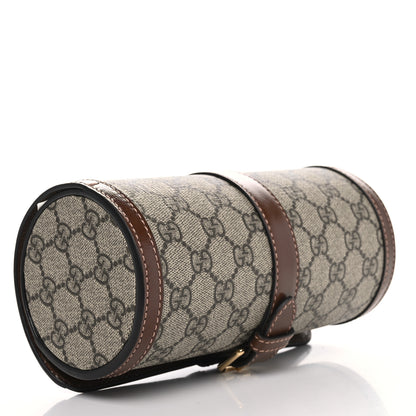 Gucci GG Supreme Monogram Calfskin Watch Travel Case Beige Ebony Brown Sugar 3 of 10