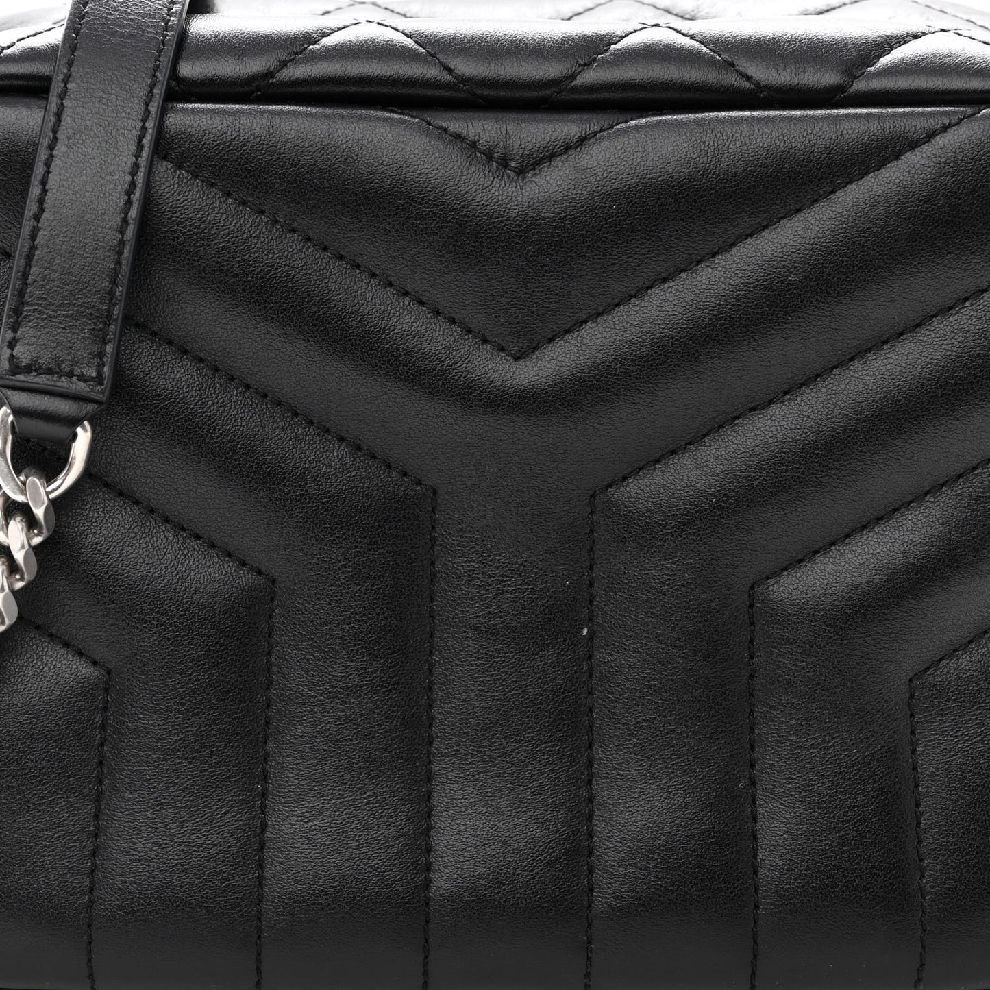 Calfskin Y Quilted Monogram Small Loulou Bowling Bag Black