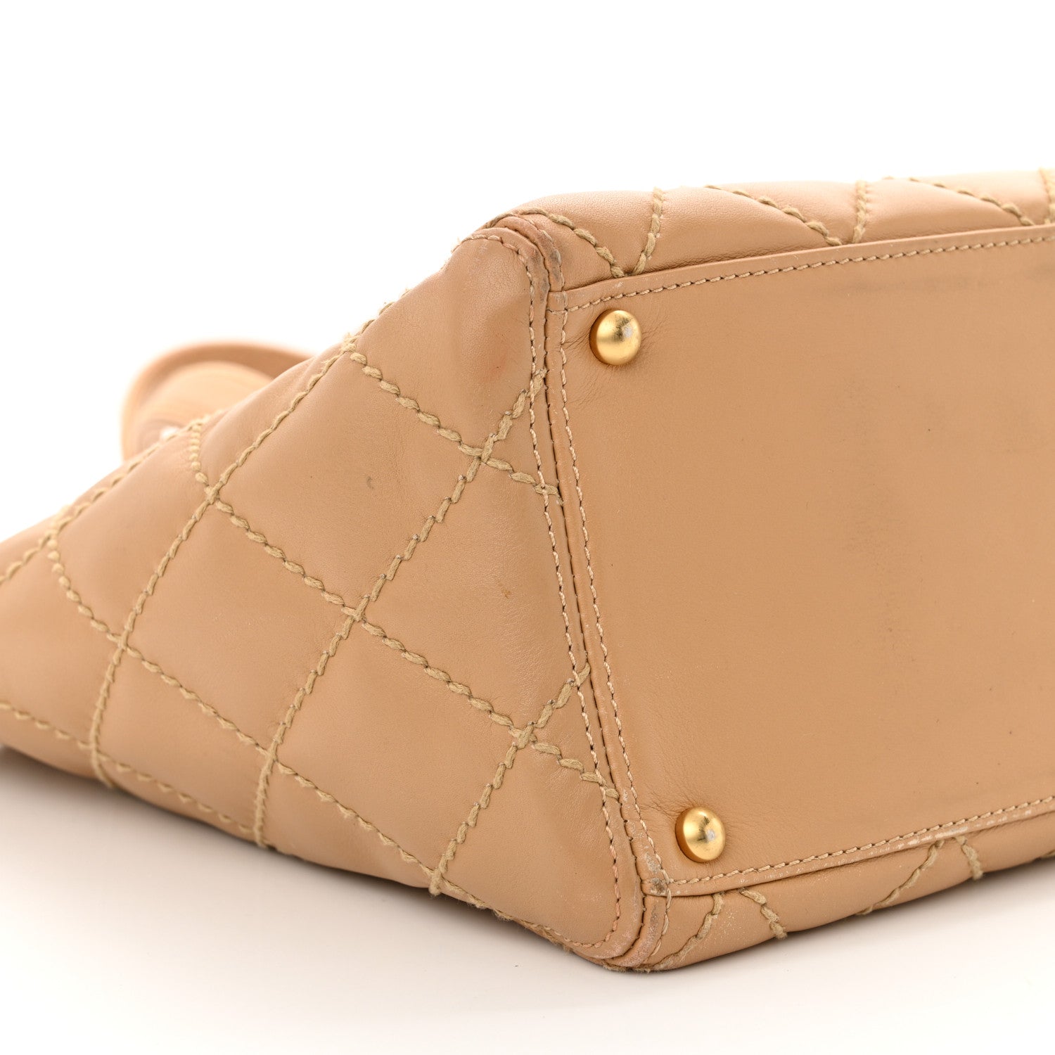 Chanel Calfskin Wild Stitch Medium Tote Beige 8 of 15