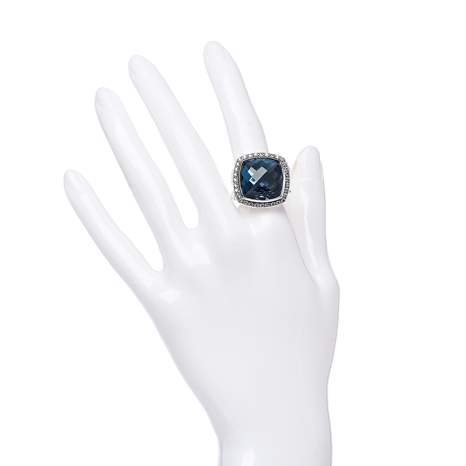 David Yurman Sterling Silver Diamond Blue Topaz 17mm Albion Ring 56 7.5 2 of 6