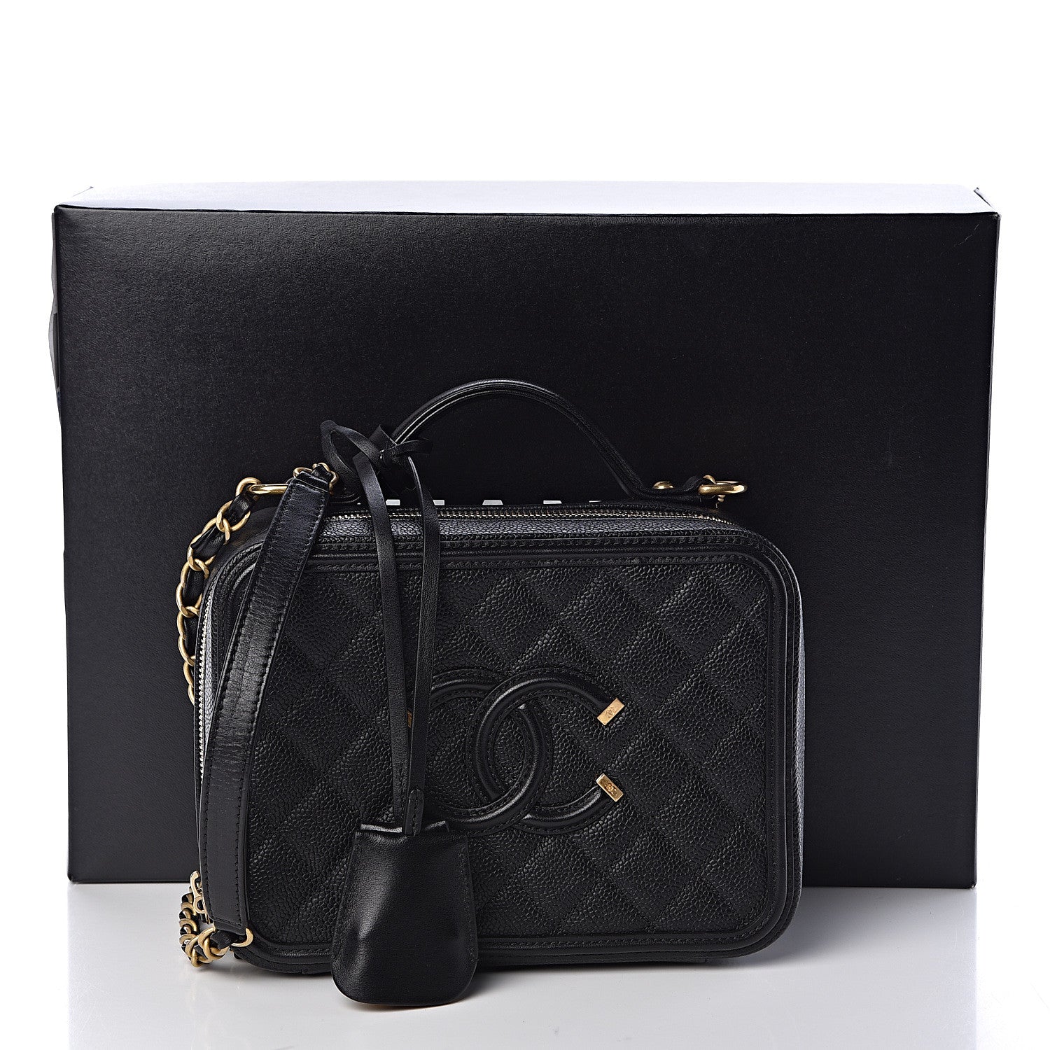 Chanel Caviar Quilted Medium CC Filigree Vanity Case Black 11 of 11