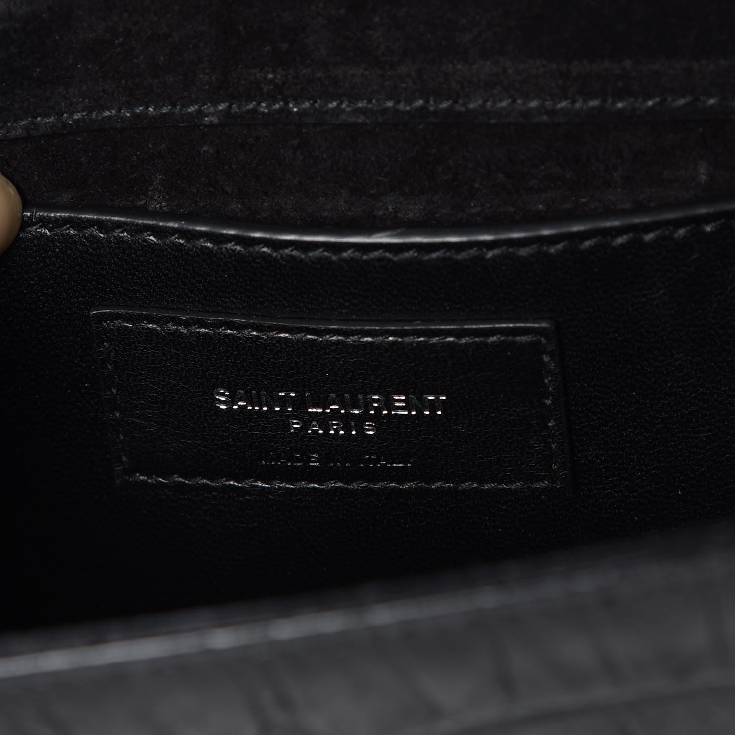 Saint Laurent Croc Calfskin Embossed Small Classic Monogram Kate Tassel Satchel Black 7 of 10
