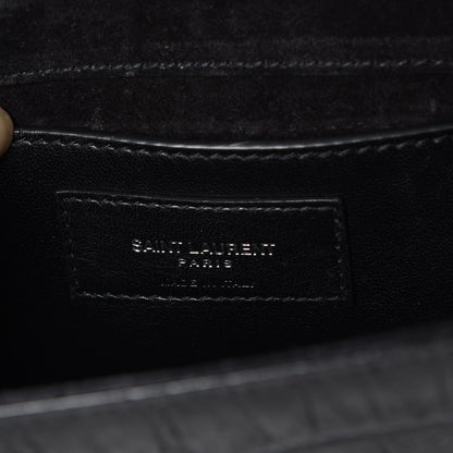 Saint Laurent Croc Calfskin Embossed Small Classic Monogram Kate Tassel Satchel Black 7 of 10