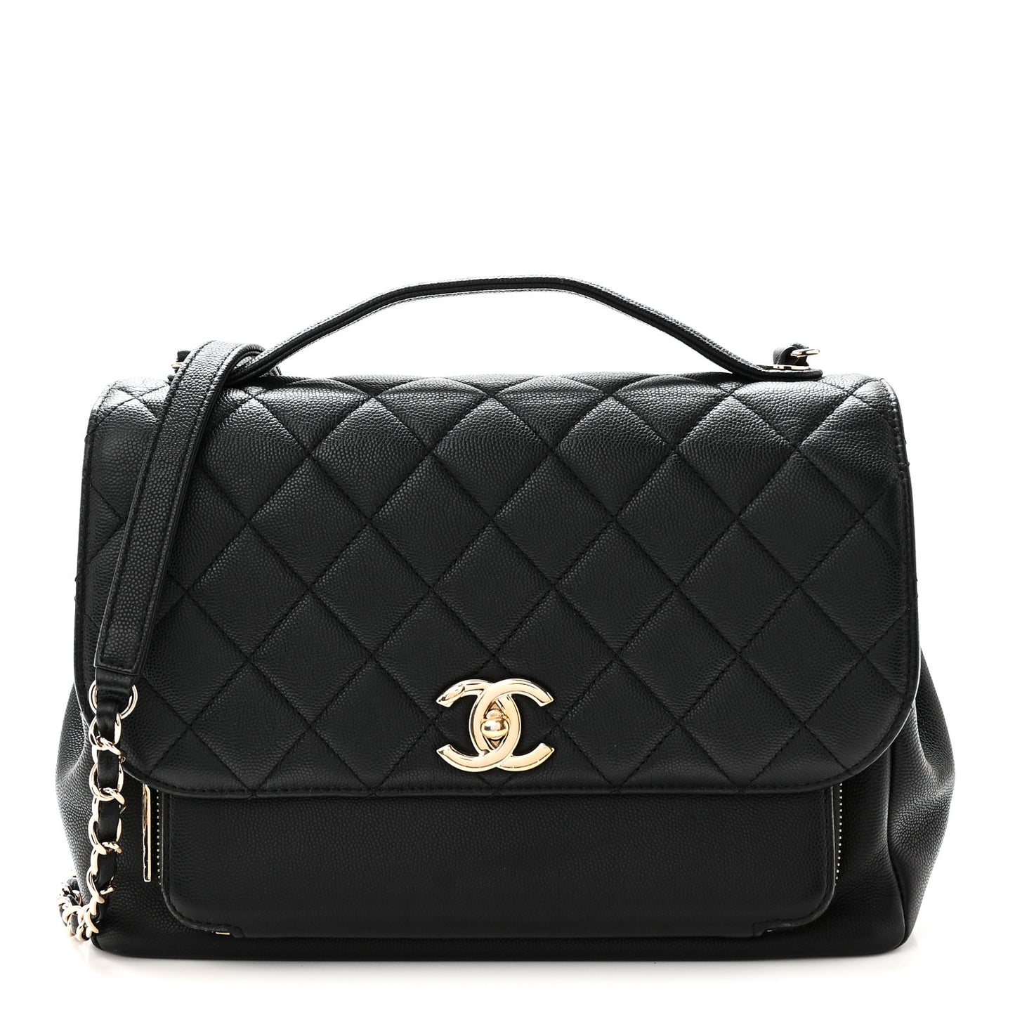 Caviar Quilted Large Business Affinity Flap Black Black