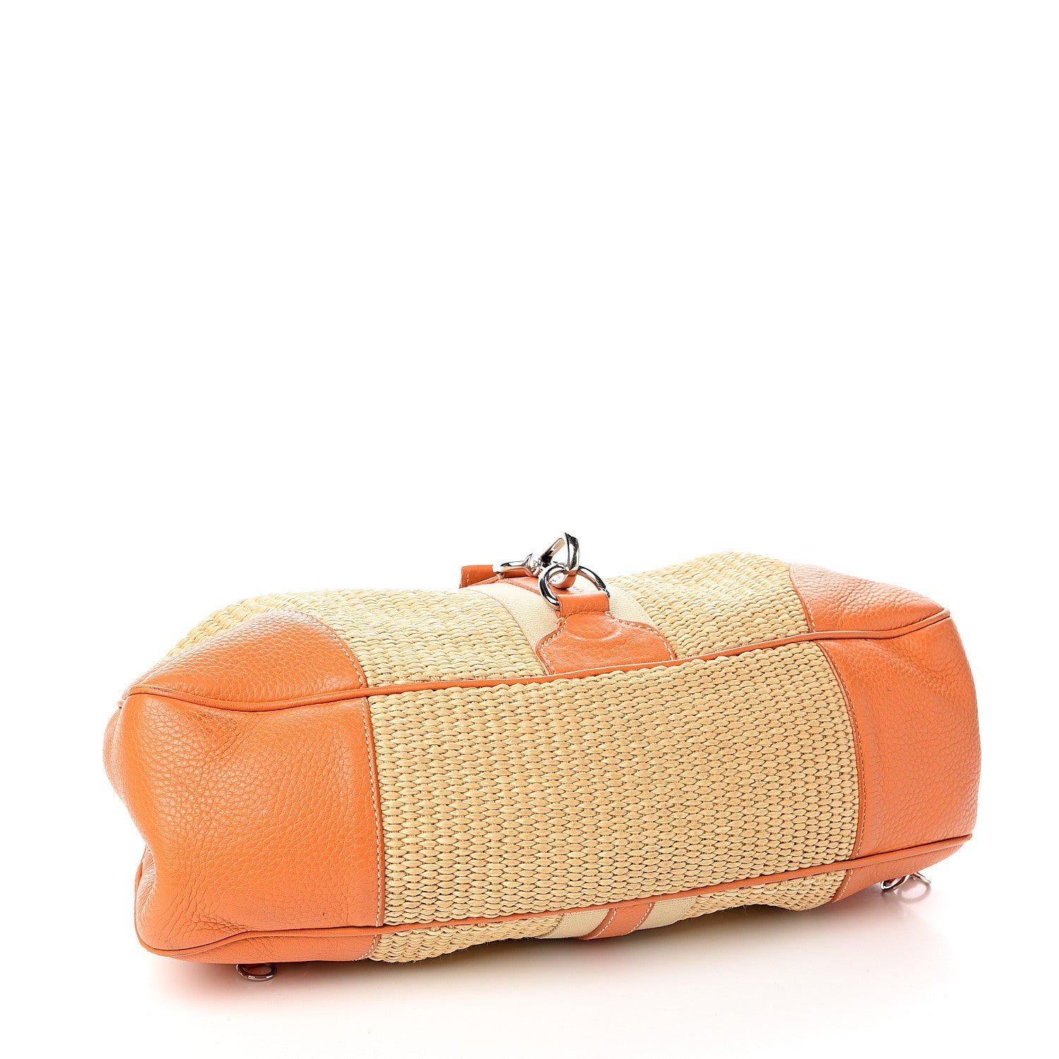 Prada Paglia Vitello Satchel Naturale Papaya 3 of 14