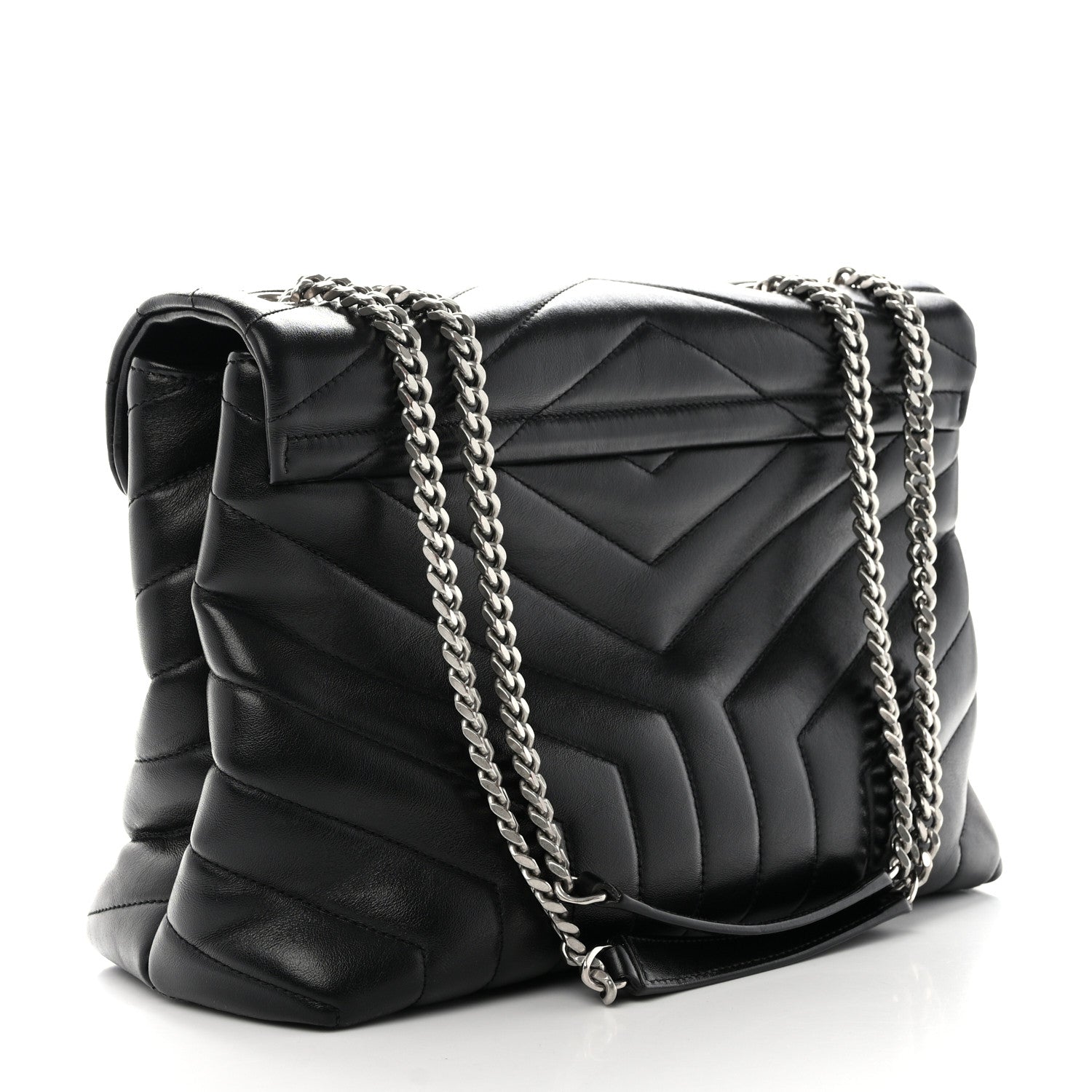 Saint Laurent Calfskin Y Quilted Monogram Medium Loulou Chain Satchel Black 3 of 10