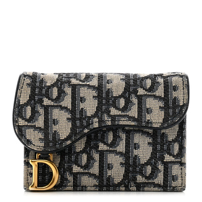 Christian Dior Oblique Saddle Card Holder Blue 1 of 8