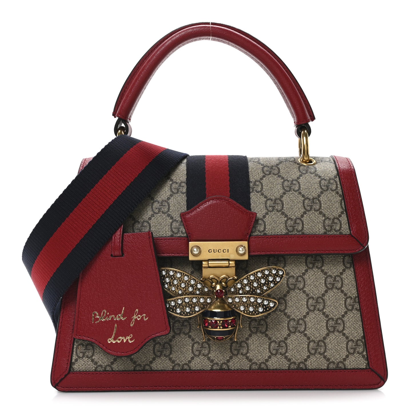 GG Supreme Monogram Small Queen Margaret Top Handle Bag Red