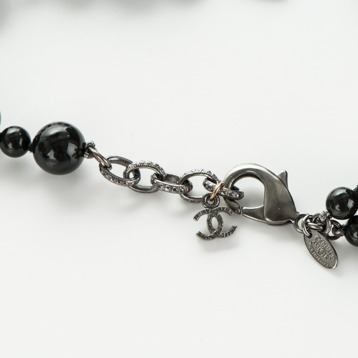 Chanel Glass Bead CC Map Short Necklace Ruthenium Black 4 of 4