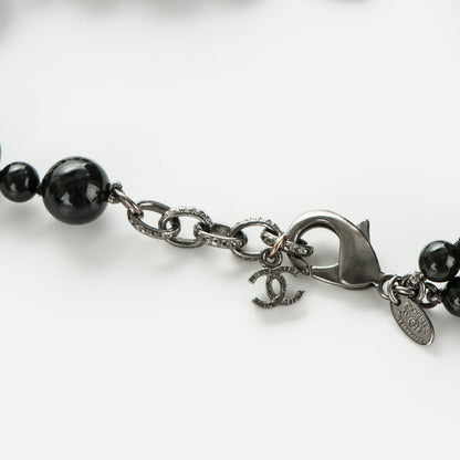 Chanel Glass Bead CC Map Short Necklace Ruthenium Black 4 of 4