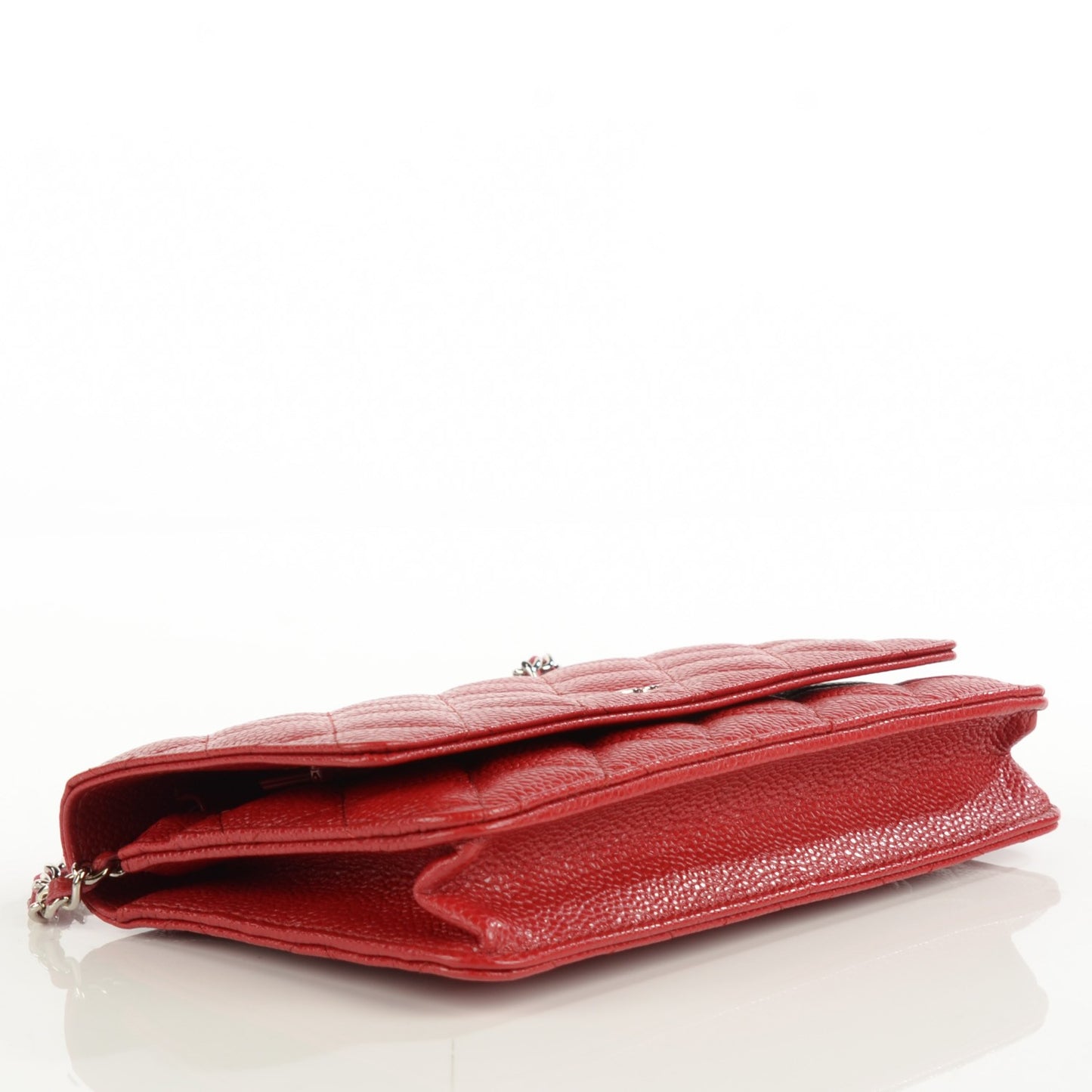 Caviar Quilted Wallet On Chain WOC Dark Red