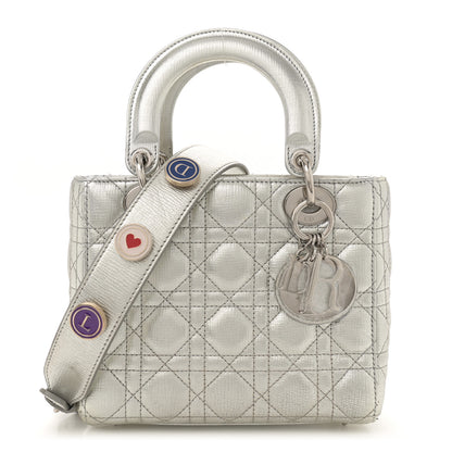 Christian Dior Metallic Grained Calfskin Cannage Small Lucky Badges My Lady Dior Silver 1 of 10