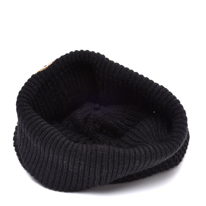 Chanel Cashmere Sequin Logo Beanie Hat Black Gold 5 of 7