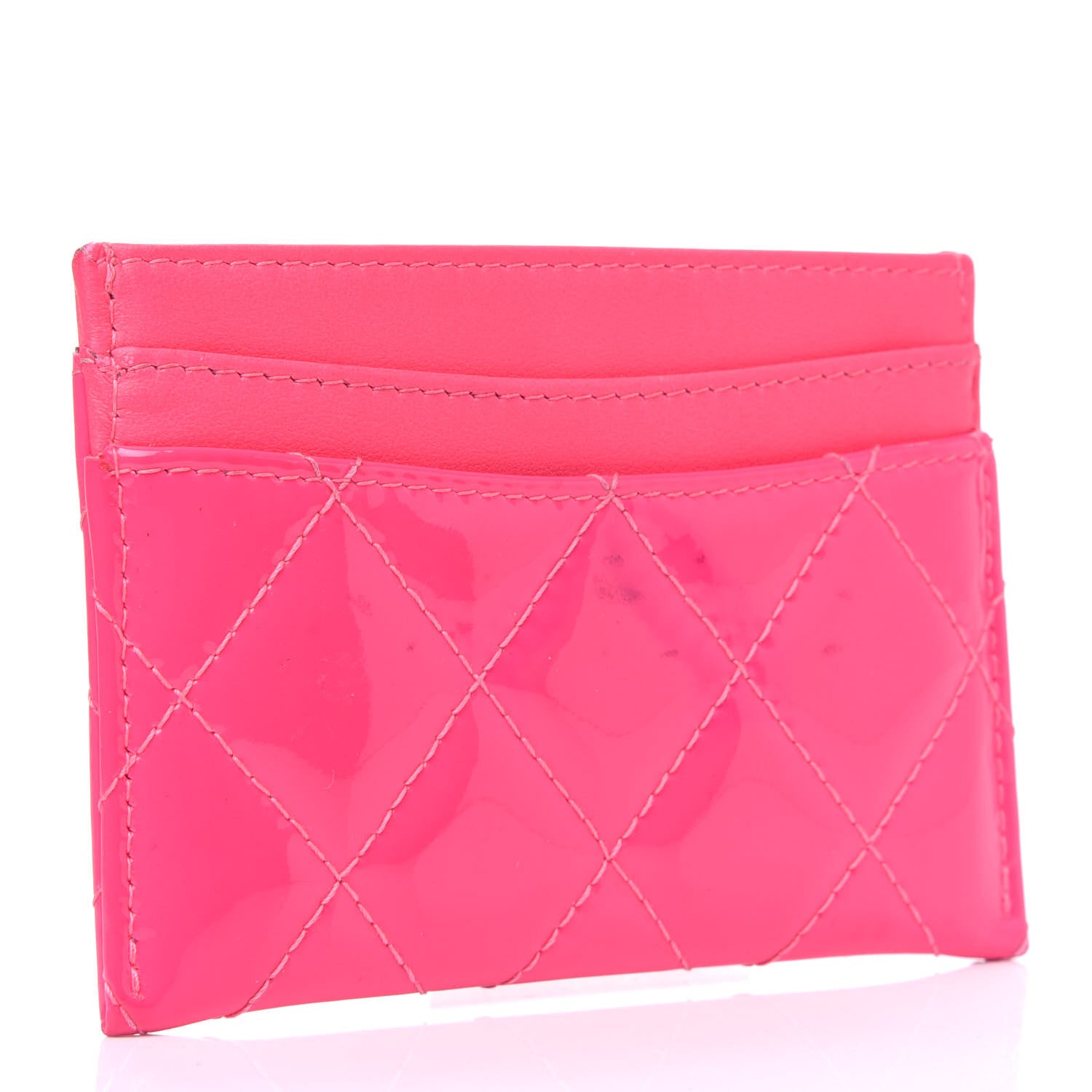 Chanel Patent Quilted Card Holder Pink 2 of 5
