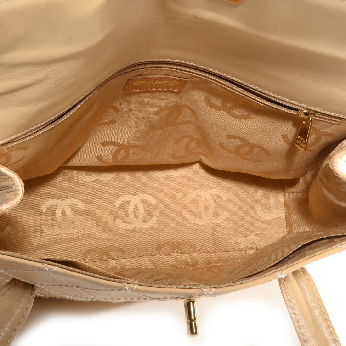 Lambskin Surpique Shoulder Bag Beige