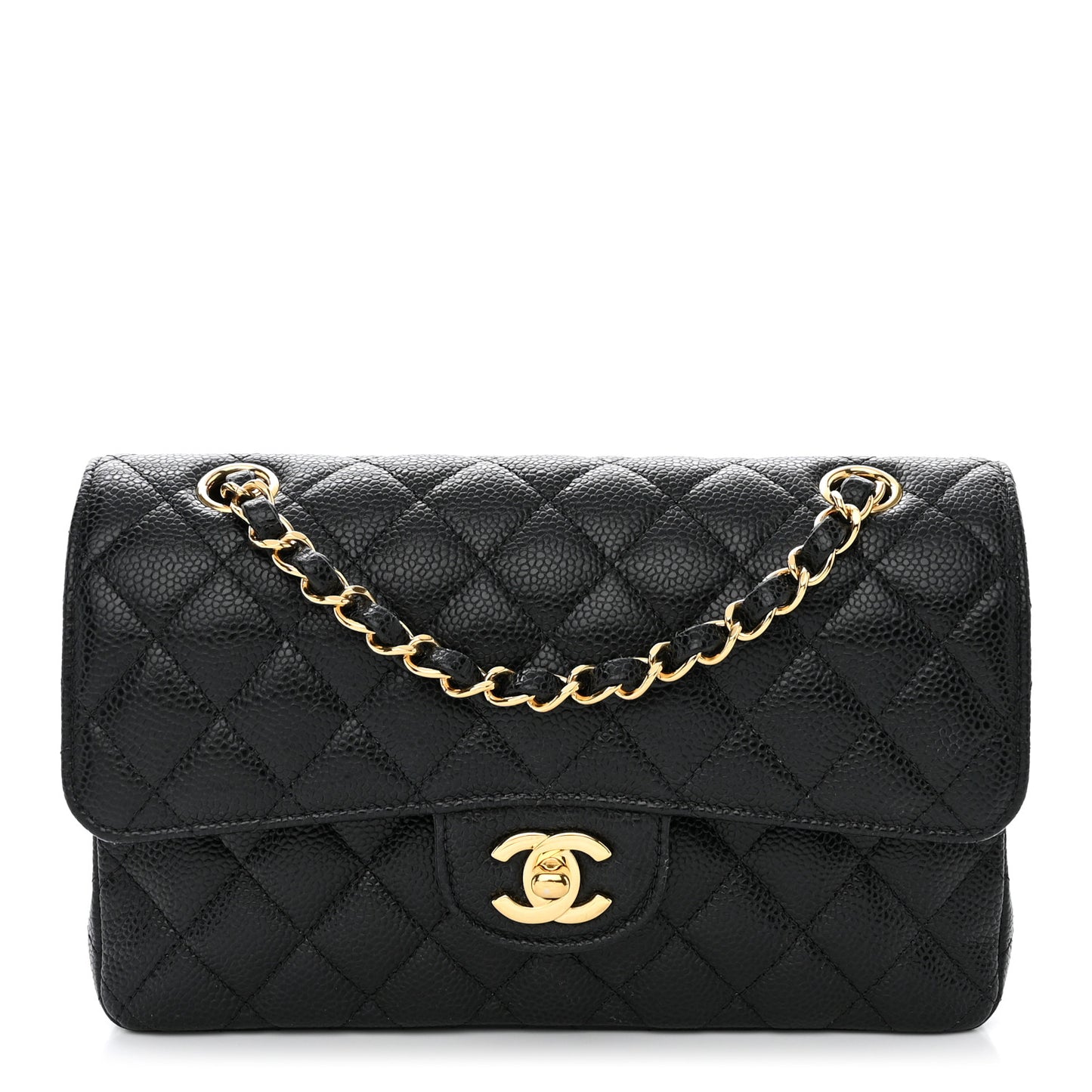 Caviar Quilted Small Double Flap Black