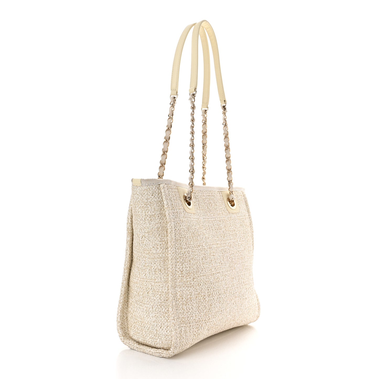 Lurex Boucle Mini Deauville Tote White