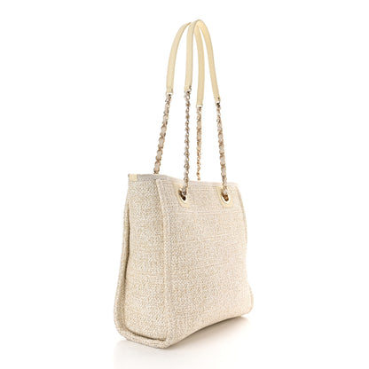 Chanel Lurex Boucle Mini Deauville Tote White 3 of 9