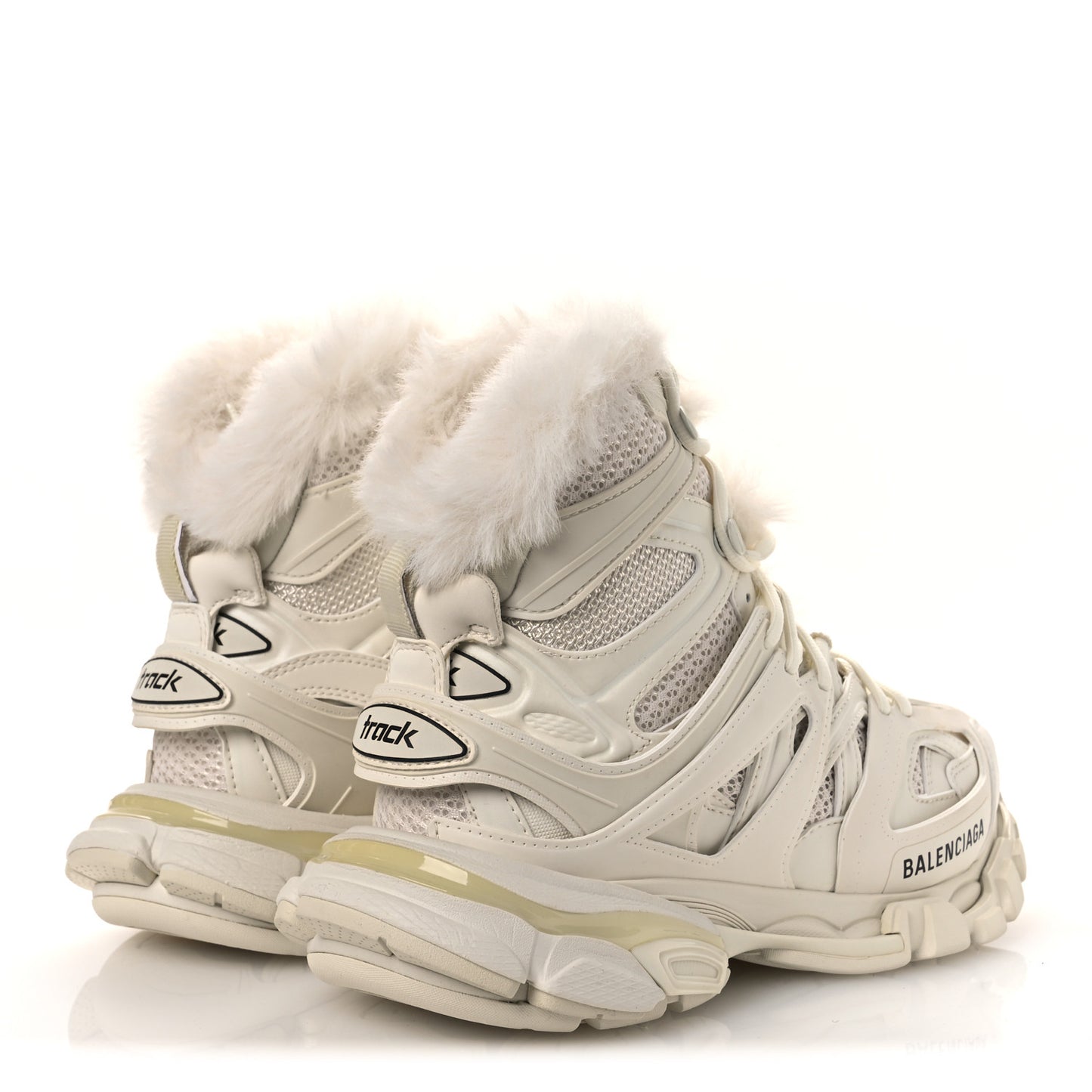 Mesh Nylon Faux Fur Womens Track Hike Sneakers 37 White