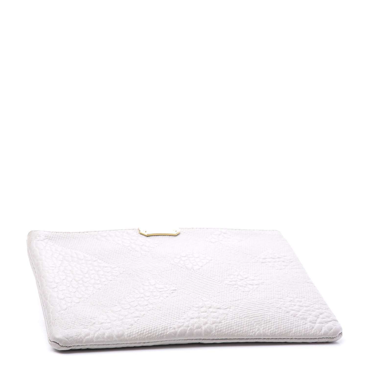 Burberry Signature Grain Calfskin Check Embossed Large Penelope Pouch Stone White 3 of 9