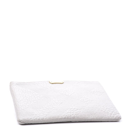 Burberry Signature Grain Calfskin Check Embossed Large Penelope Pouch Stone White 3 of 9