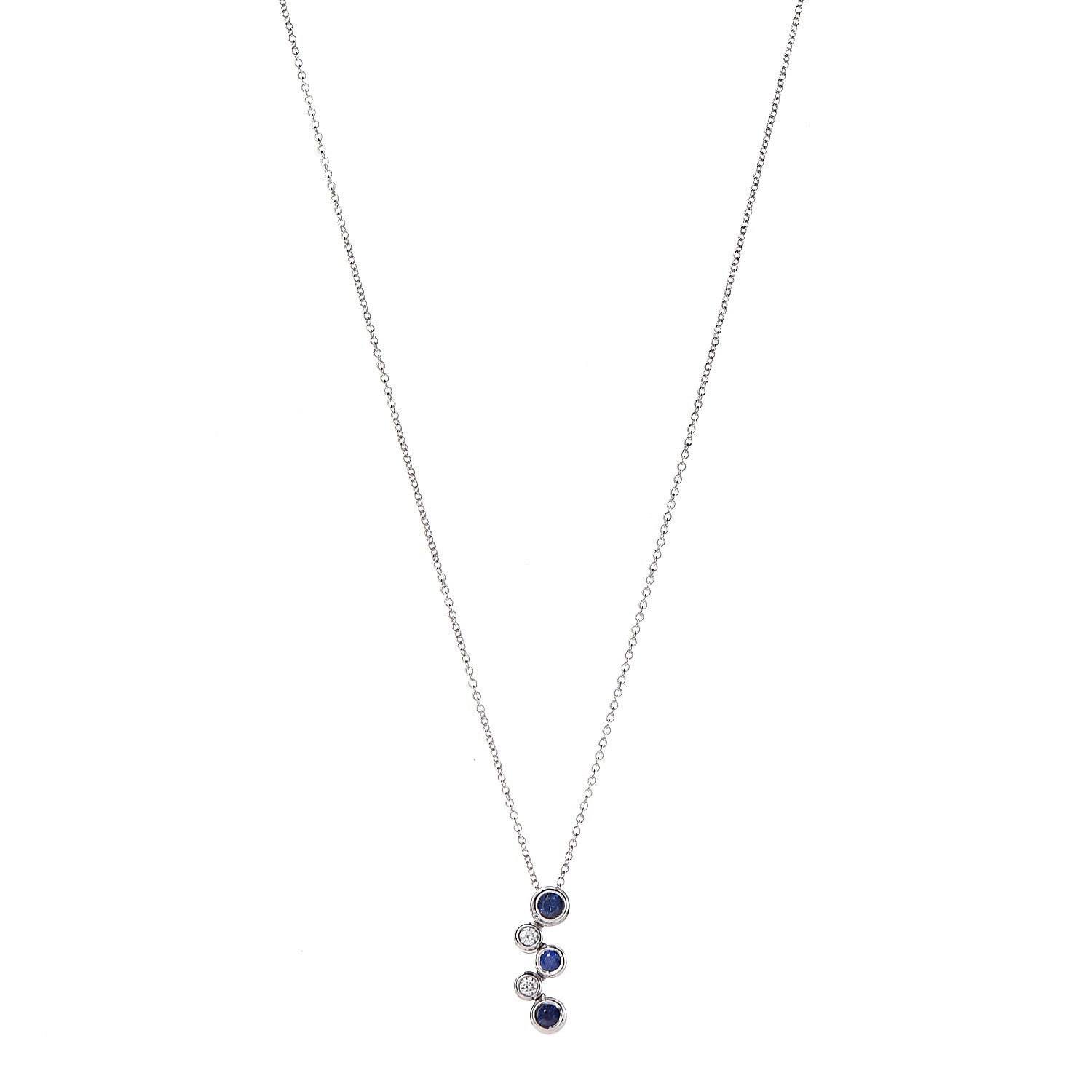 Tiffany Platinum Diamond Blue Sapphire Bubble Pendant Necklace 1 of 8
