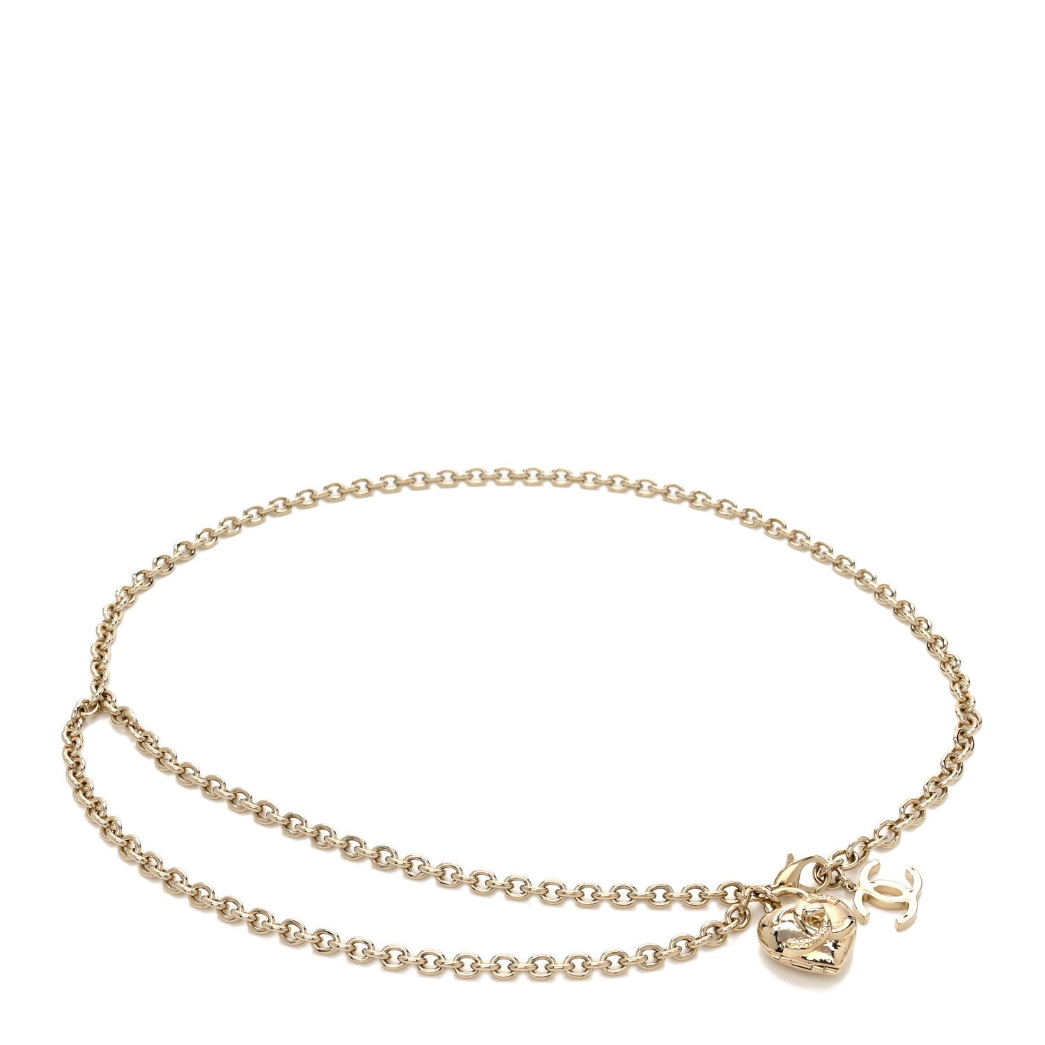 Chanel Metal Chain CC Heart Turnlock Belt Gold 1 of 5