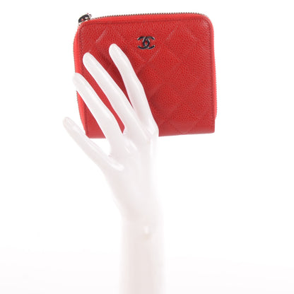 Chanel Caviar Quilted Compact Zip Wallet Red 2 of 8