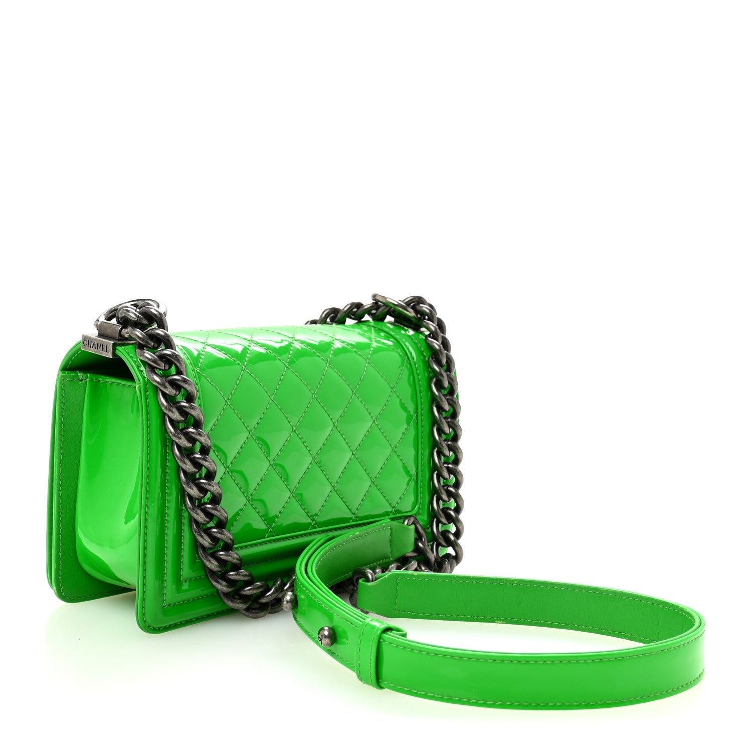 Chanel Patent Quilted Small Boy Flap Green 3 of 10