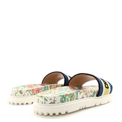 Christian Dior Canvas D-Constellation Embroidered Dway 10mm Slide Sandals 39 White Multicolor 4 of 8