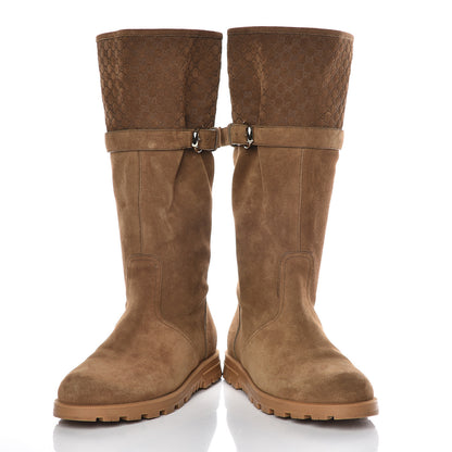Gucci Suede Microguccissima Knee Boots 40 Brown 6 of 20
