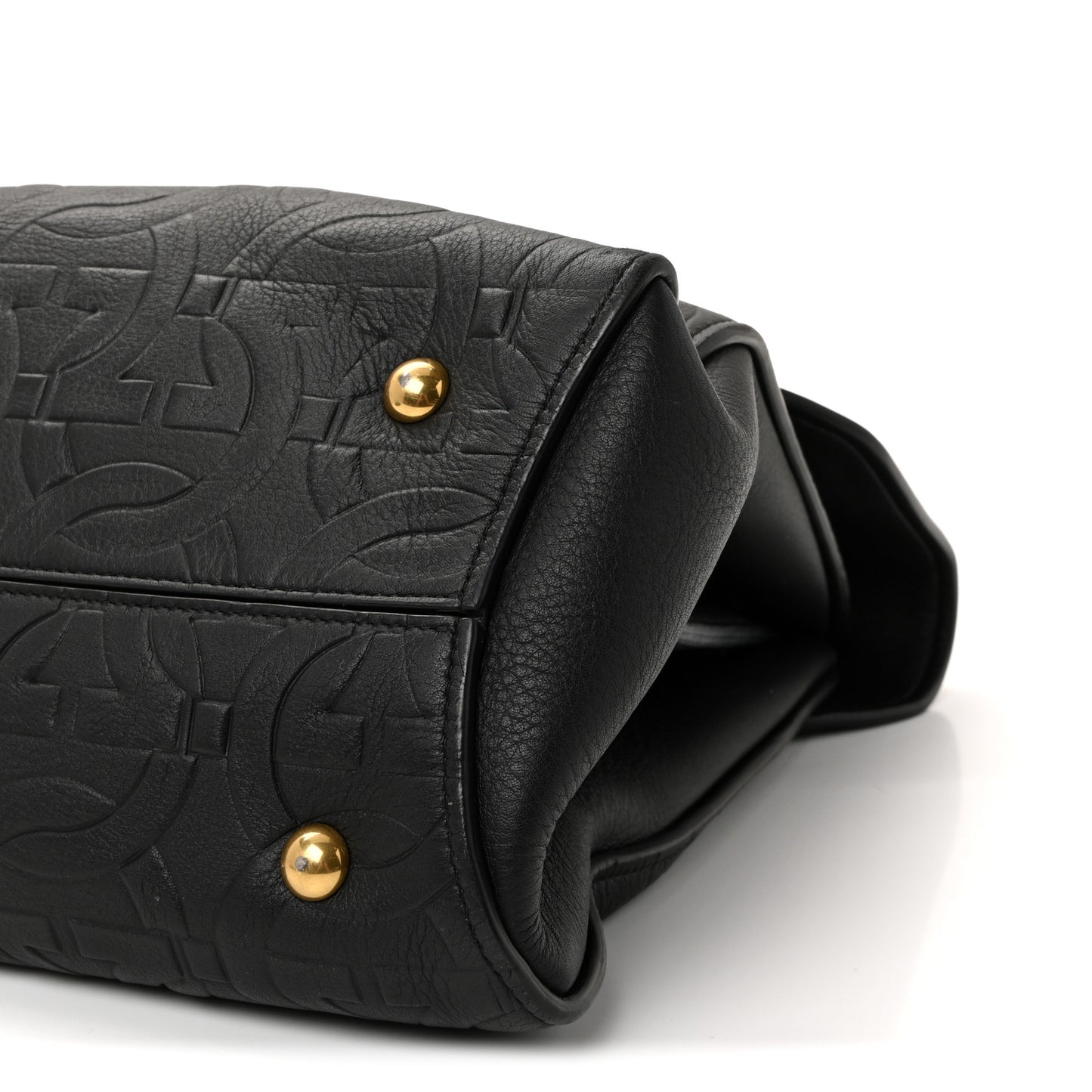 Calfskin Embossed Medium Margot Top Handle Satchel Black