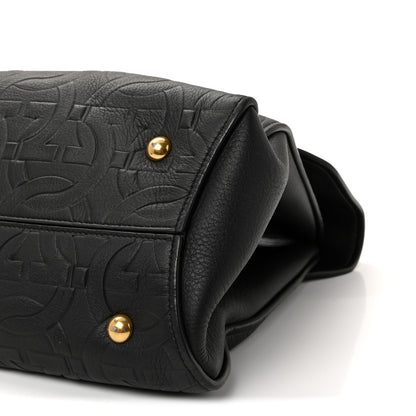 Salvatore Ferragamo Calfskin Embossed Medium Margot Top Handle Satchel Black 11 of 11