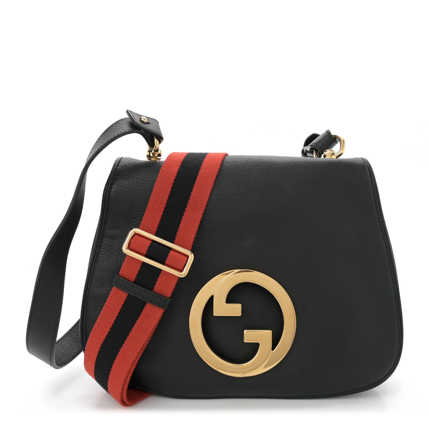 Gucci Roxy Calfskin Web Medium Blondie Top Handle Shoulder Flap Bag Black 1 of 13
