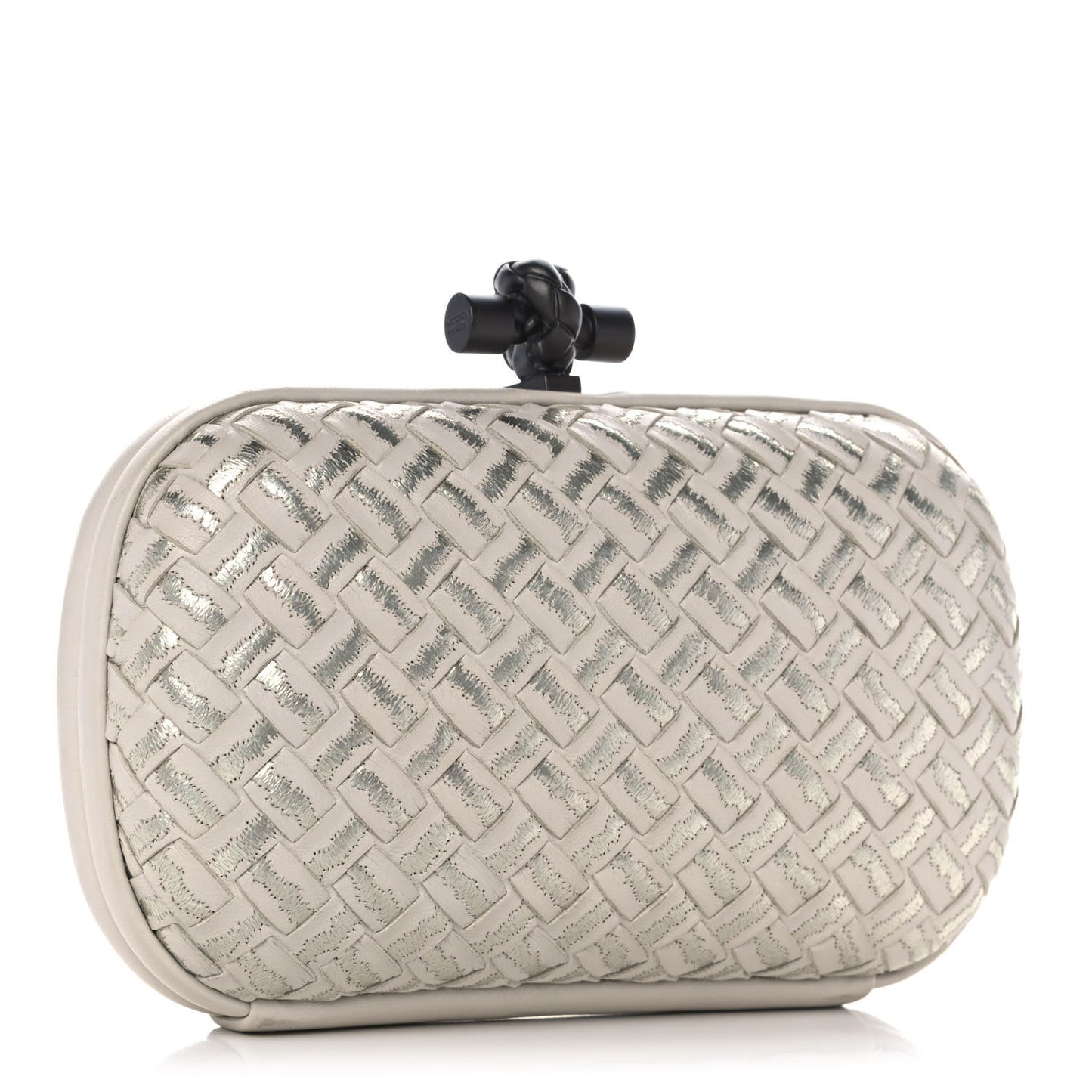 Nappa Intrecciato Metallic Placcato Knot Clutch Cream