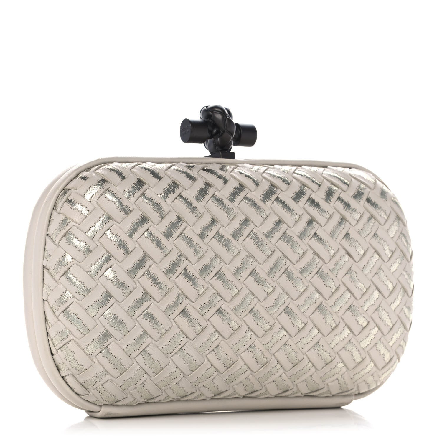 Bottega Veneta Nappa Intrecciato Metallic Placcato Knot Clutch Cream 3 of 9
